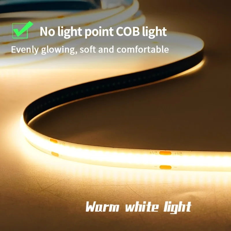 USB COB LED Strip Light with Touch Dimmer – TV & Mirror Backlight