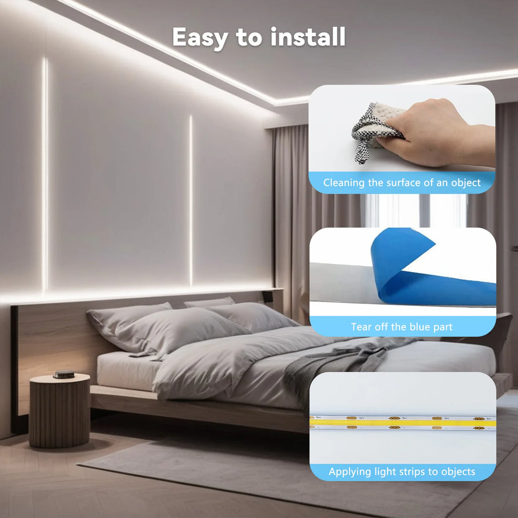 USB COB LED Strip Light with Touch Dimmer – TV & Mirror Backlight