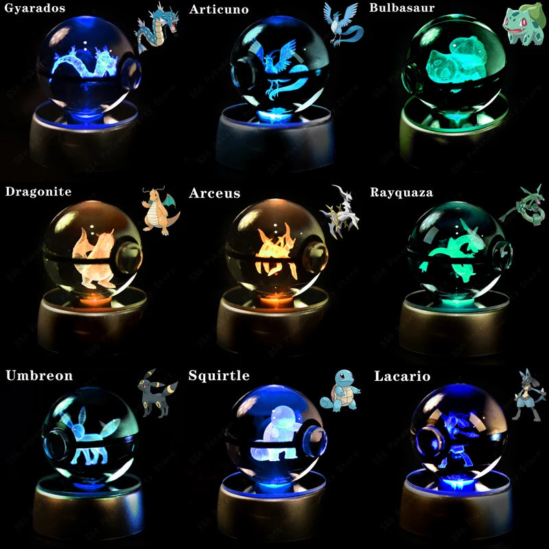 Pokémon 3D Crystal Ball Night Light – Pikachu, Mewtwo & Gengar