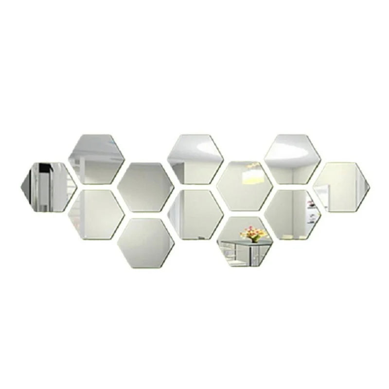 3D Hexagonal Mirror Wall Stickers – Rose Gold (6/12 Pack)