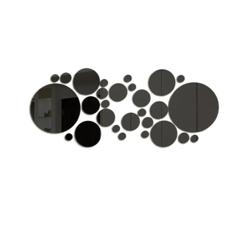Round Acrylic Mirror Wall Stickers – 26 Piece Set