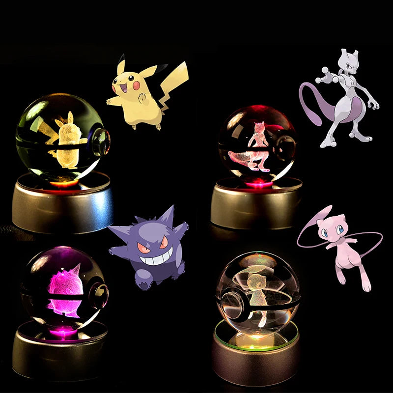 Pokémon 3D Crystal Ball Night Light – Pikachu, Mewtwo & Gengar