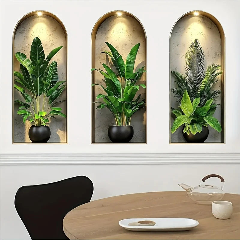 Watercolour Potted Plant Self-Adhesive Wall Stickers