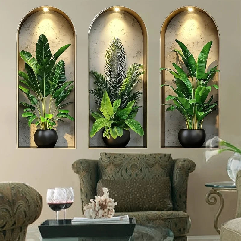 Watercolour Potted Plant Self-Adhesive Wall Stickers