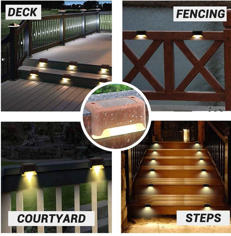 Solar LED Deck & Step Lights – Waterproof Garden Path Lighting