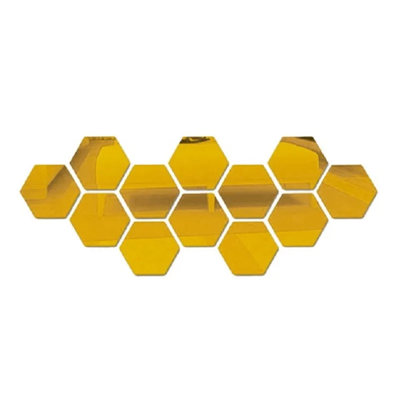 3D Hexagonal Mirror Wall Stickers – Rose Gold (6/12 Pack)