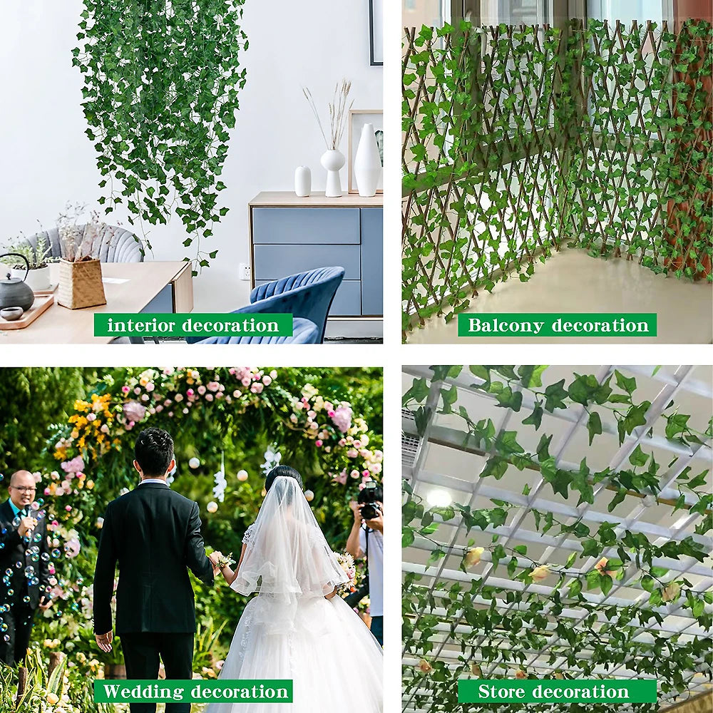 Artificial Ivy Leaf Garland – Outdoor & Indoor Trailing Vine Decor