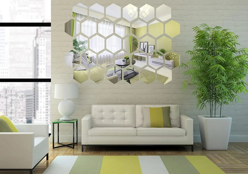 3D Hexagonal Mirror Wall Stickers – Rose Gold (6/12 Pack)