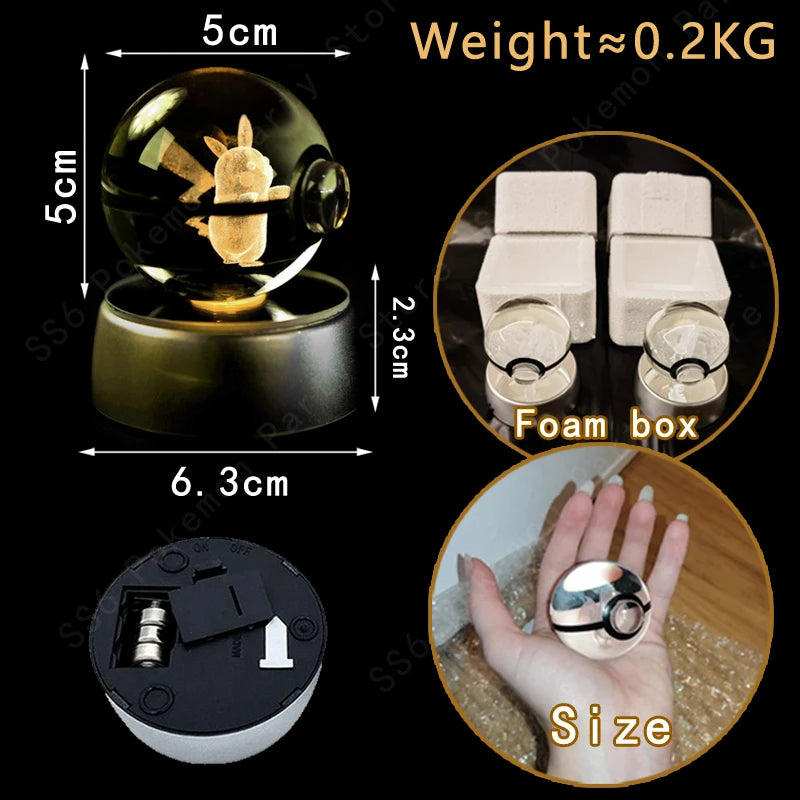Pokémon 3D Crystal Ball Night Light – Pikachu, Mewtwo & Gengar