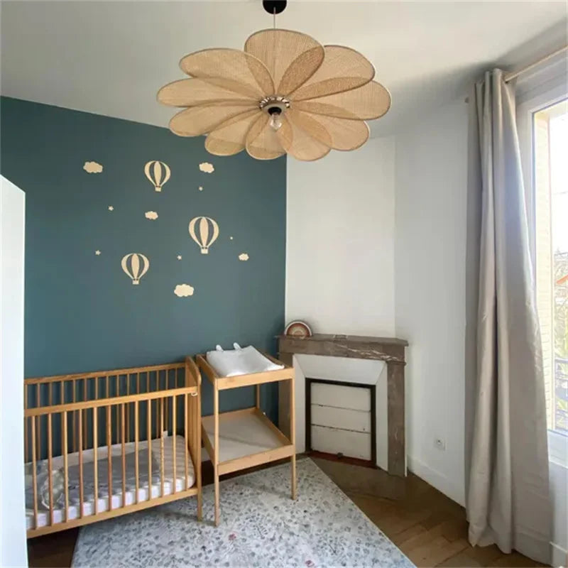 Wooden Hot Air Balloon & Cloud Wall Decoration Set – 13 Pieces