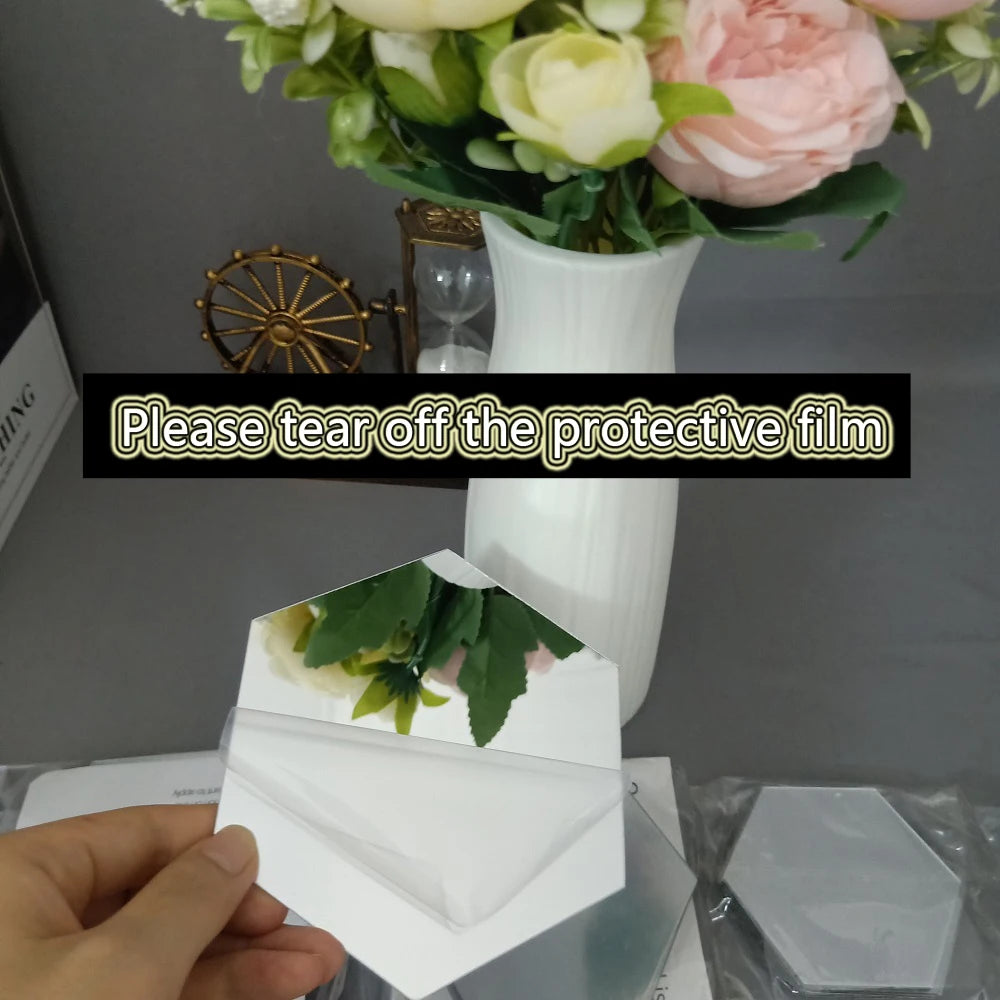 3D Hexagonal Mirror Wall Stickers – Rose Gold (6/12 Pack)
