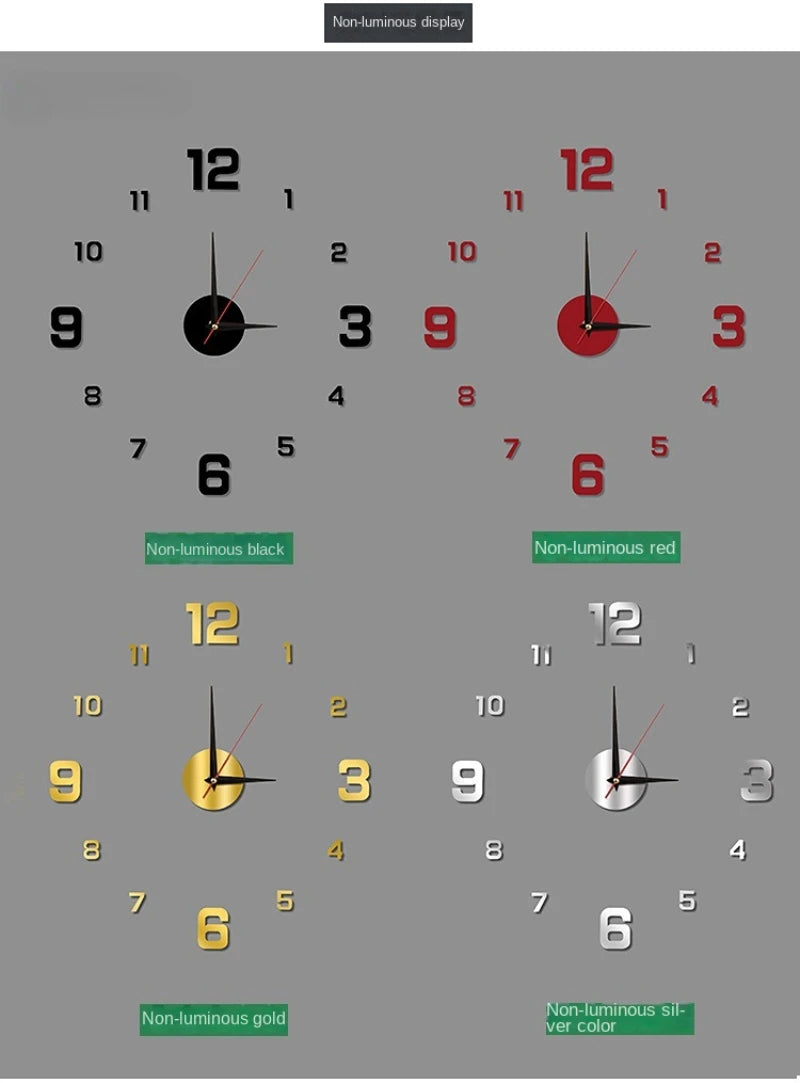 3D Frameless Acrylic DIY Wall Clock – Silent Mechanism