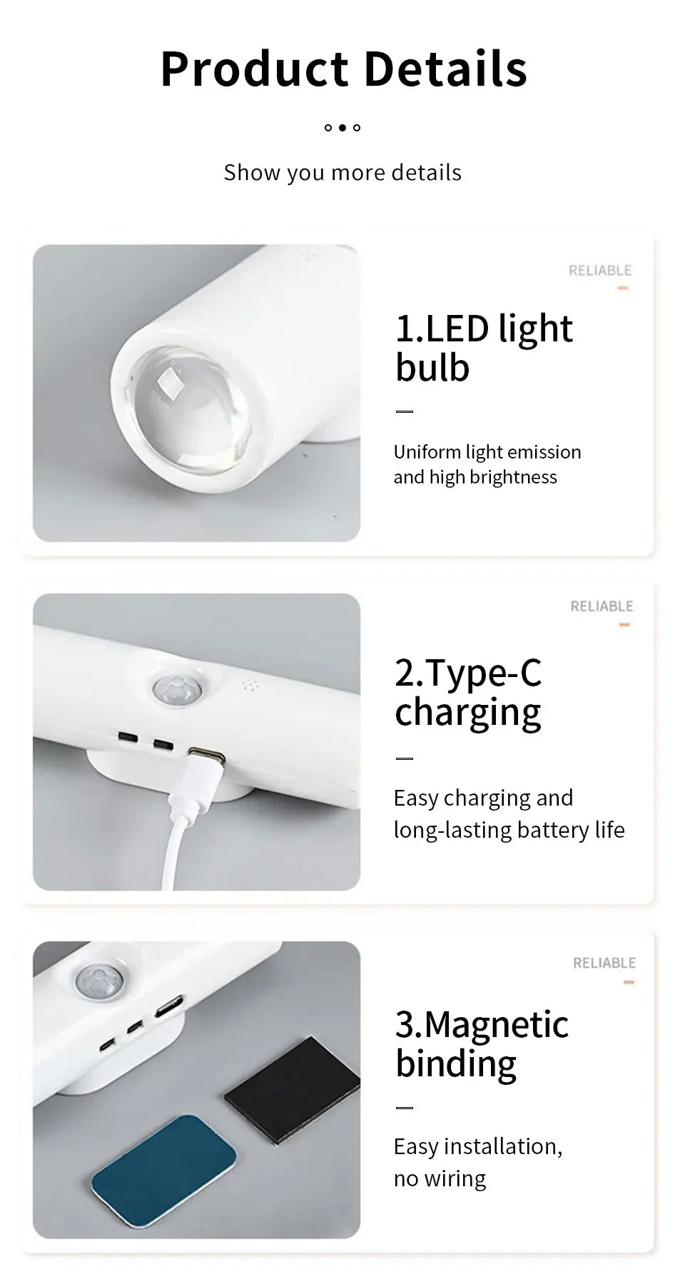 Rechargeable RGB Motion Sensor Wall Night Light