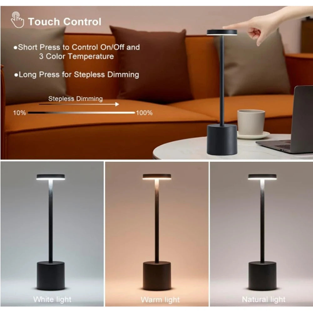 Rechargeable Touch Bedside Lamp – 3 Colour Settings