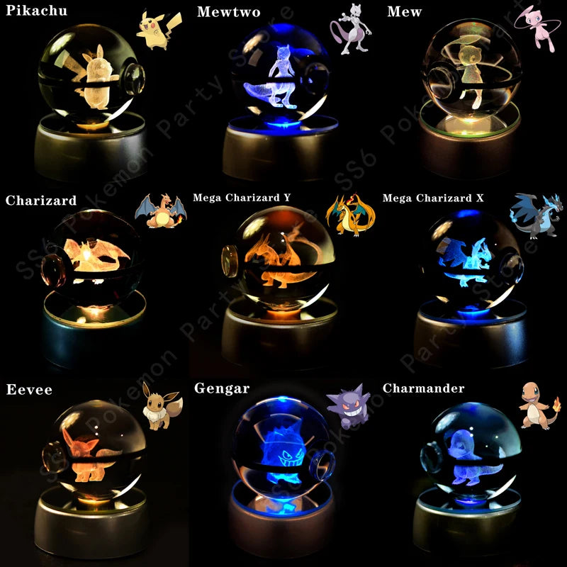 Pokémon 3D Crystal Ball Night Light – Pikachu, Mewtwo & Gengar