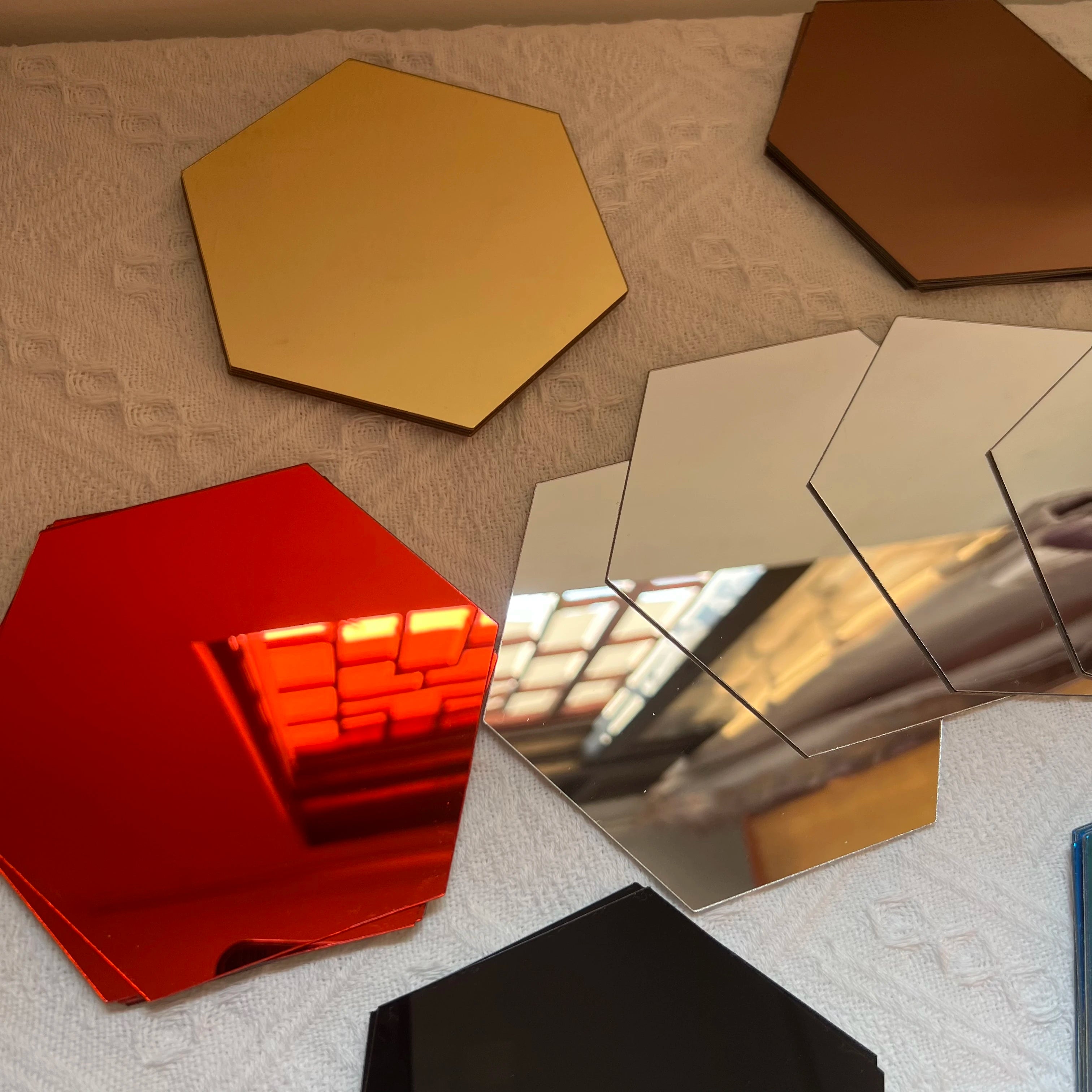 3D Hexagonal Mirror Wall Stickers – Rose Gold (6/12 Pack)