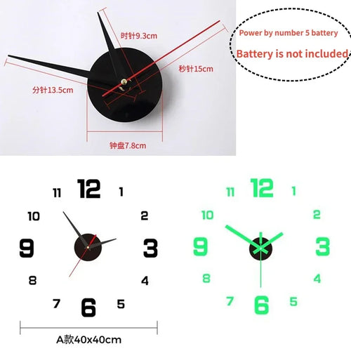 3D Frameless Acrylic DIY Wall Clock – Silent Mechanism