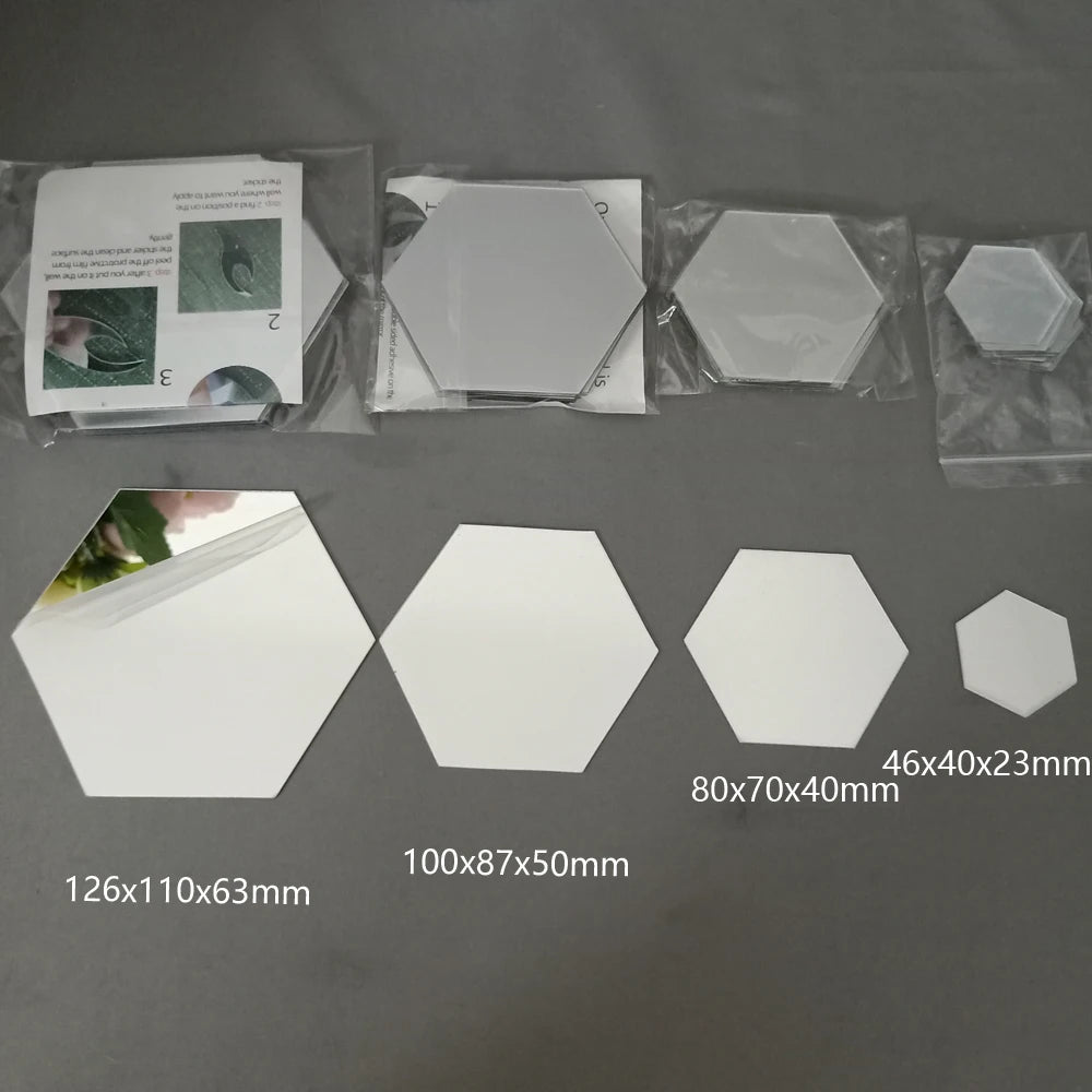 3D Hexagonal Mirror Wall Stickers – Rose Gold (6/12 Pack)