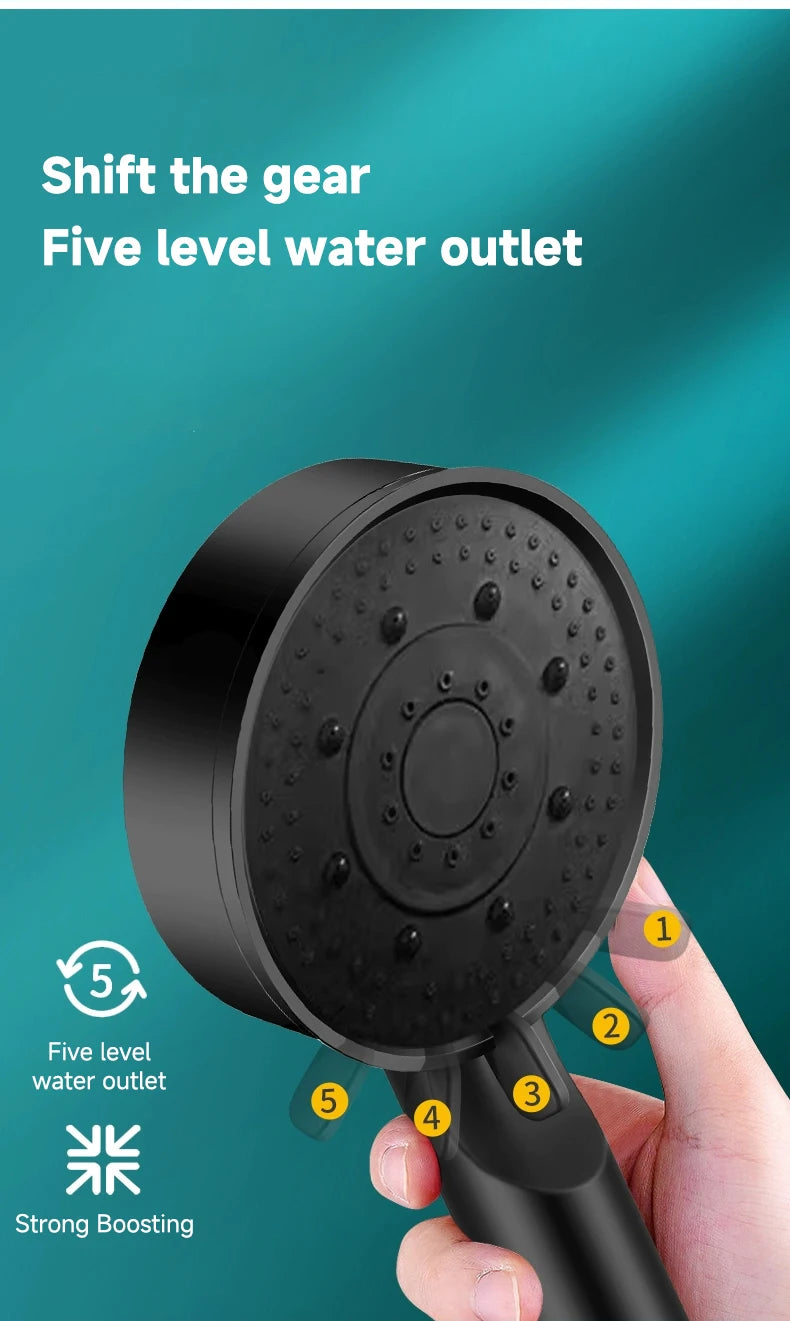 High-Pressure Multifunction Shower Head with 5 Spray Settings