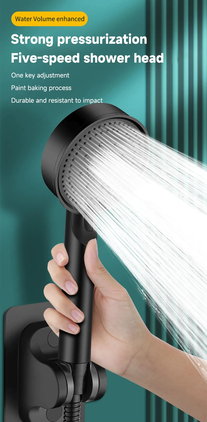 High-Pressure Multifunction Shower Head with 5 Spray Settings