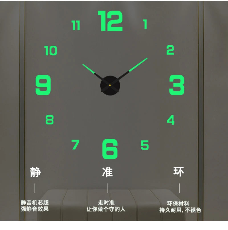 3D Frameless Acrylic DIY Wall Clock – Silent Mechanism