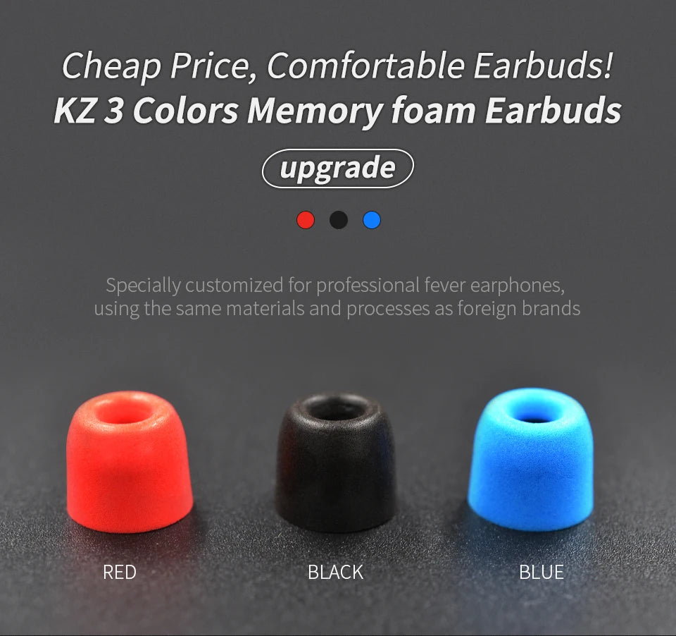 Memory Foam Ear Tips for KZ Earphones – 6 Pack